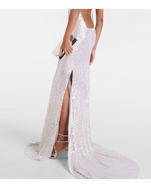 Maticevski White Desires Crystal-embellished Silk Gown
