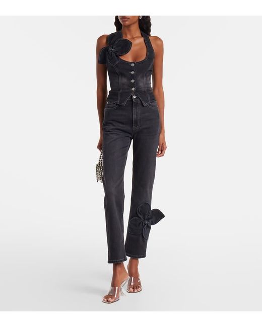 Area Blue Cropped Straight Jeans