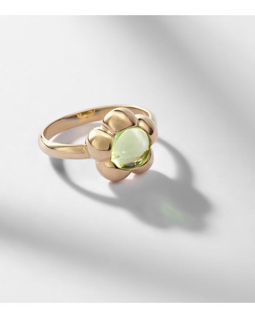 STONE AND STRAND White Kensington 14Kt Pinky Ring With Peridot