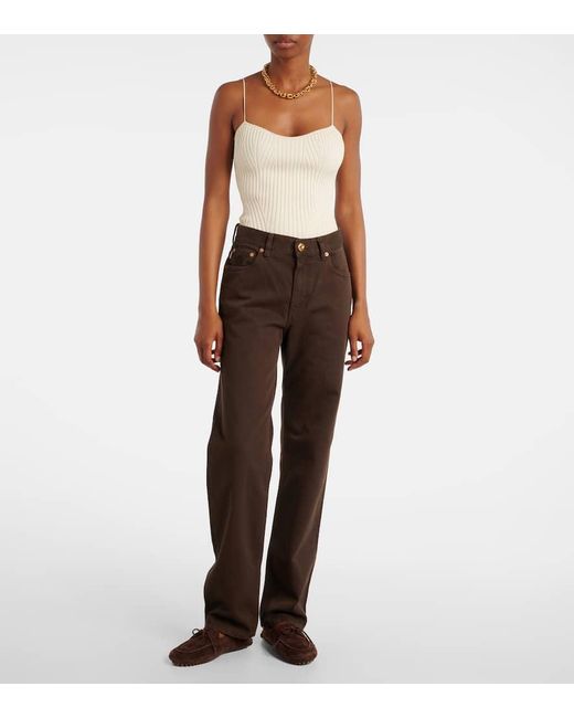 Blazé Milano Brown Paso Embroidered Straight Jeans