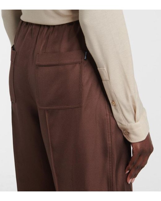Tom Ford Brown Weite Hose Aus Seiden-Twill