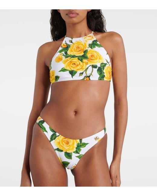 Bikini con scollo all'americana di Dolce & Gabbana in Yellow