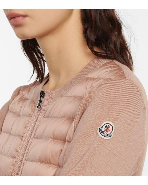 Moncler Pink Virgin Wool Jacket With Feather-down Padding