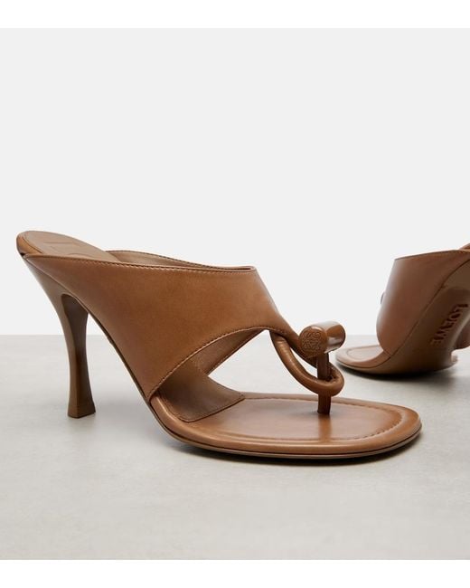 Loewe Brown Toggle 90 Leather Thong Sandals
