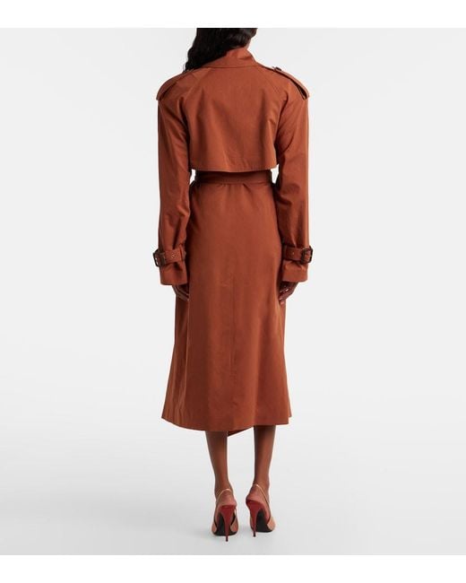 Saint Laurent Brown Oversized Cotton And Silk Trench Coat