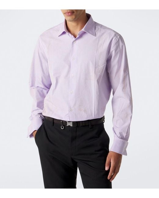 Prada Purple Printed Cotton Shirt for men
