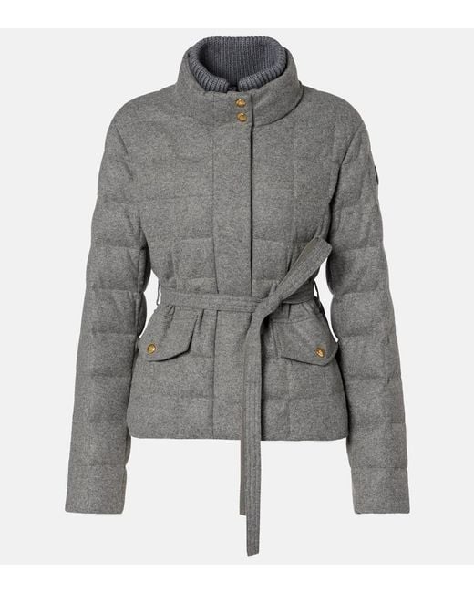 Moncler Gray Belted Quilted Down Jacket