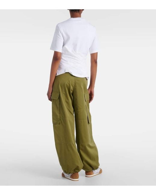 Loewe White Draped Cotton-Blend T-Shirt