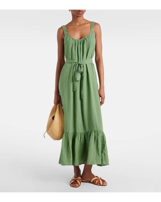 Vestido largo de lino Velvet de color Green