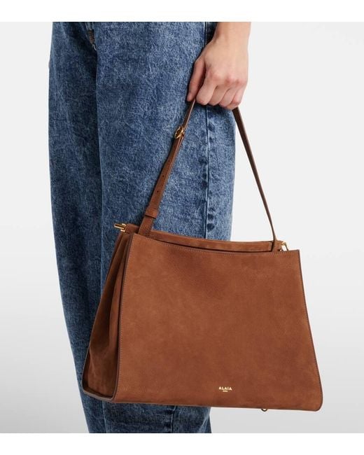 Alaïa Brown Le Click Medium Suede Shoulder Bag