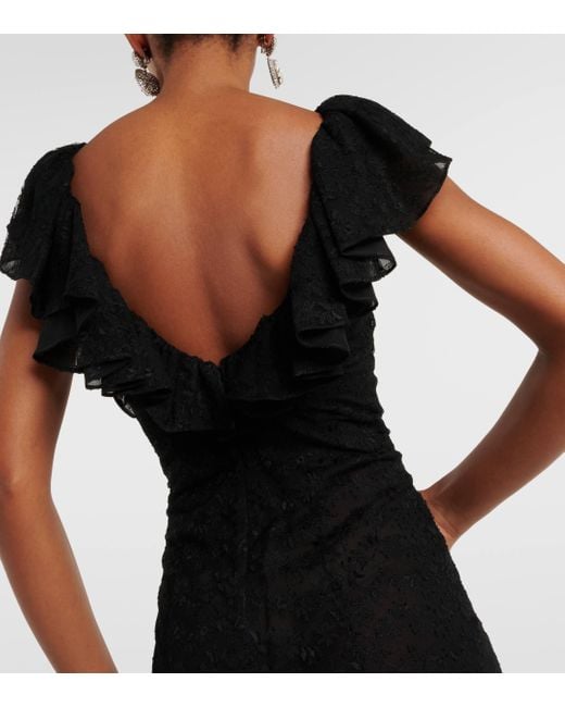 Alessandra Rich Black Bow-detail Lace Gown