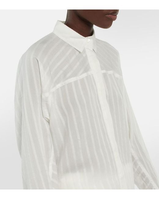 Totême White Striped Jacquard Shirt Dress