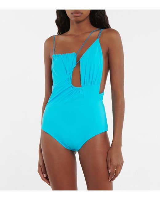 Nensi Dojaka Blue Cutout Swimsuit