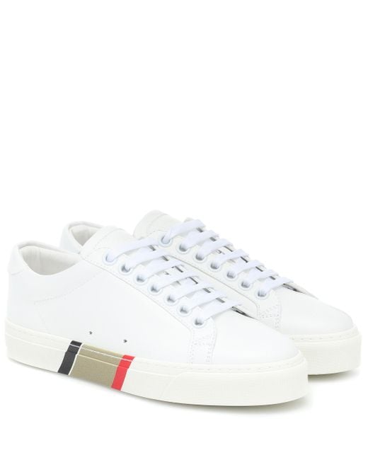 Burberry White Rangleton Leather Sneakers