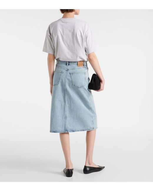 Totême Blue Organi Cotton Denim Midi Skirt
