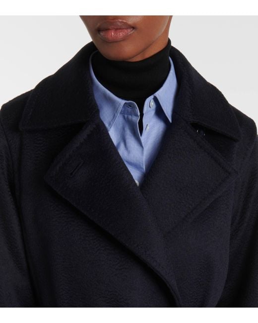 Max Mara Blue Manuela Icon Belted Wool Coat