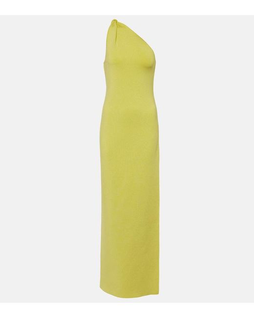 Galvan Yellow Persephone One-Shoulder Maxi Dress