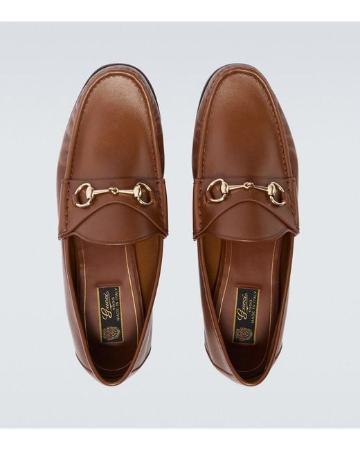 Gucci Brown Lugano Horsebit Leather Loafers for men