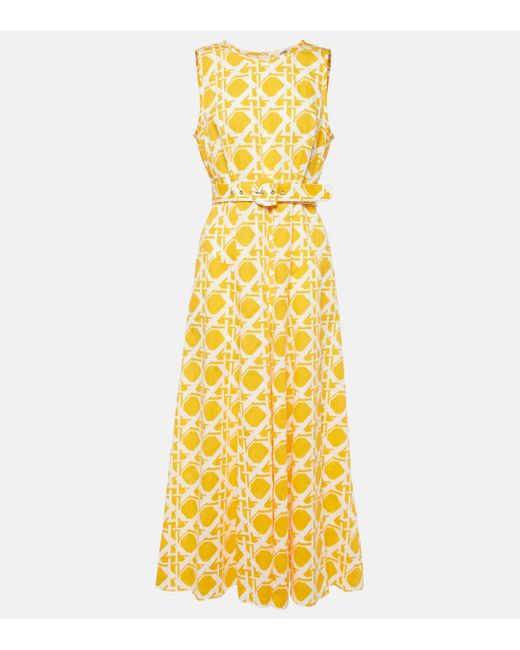 Robe midi Elliot imprimee en coton et lin Diane von Furstenberg en coloris Yellow