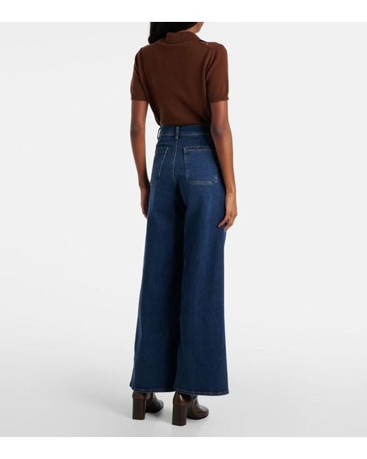 FRAME Blue Le Slim Palazzo High-Rise Wide-Leg Jeans