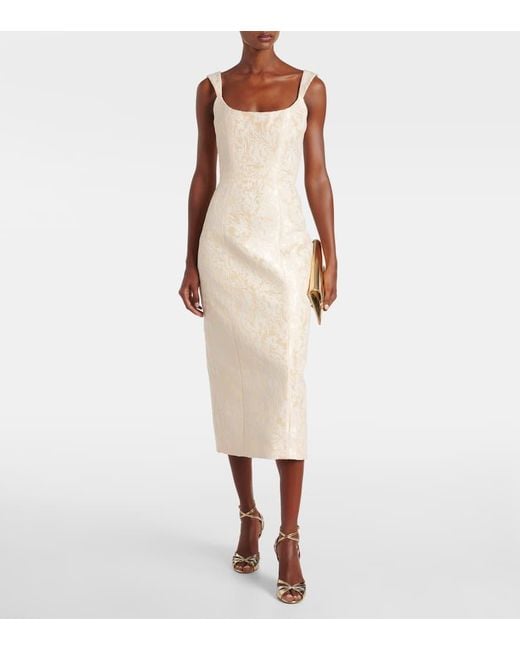 Markarian White Numa Velvet Midi Dress