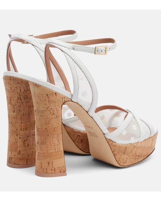 Malone Souliers White Sylvie 125 Leather-Trimmed Platform Sandals