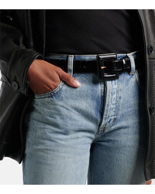 Nour Hammour Black Soma Croc-Effect Leather Belt
