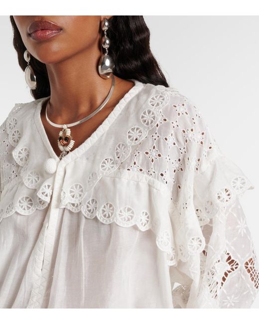 Isabel Marant White Nowana Cotton And Silk Blouse