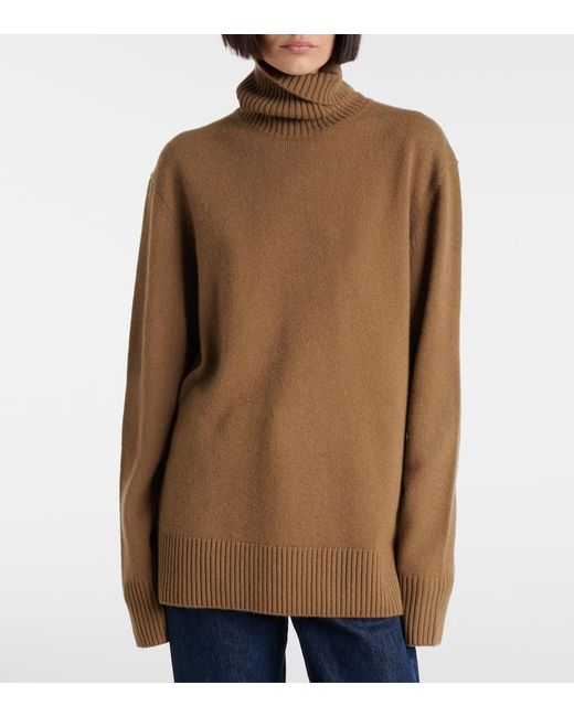 Totême  Brown Cashmere Turtleneck Sweater