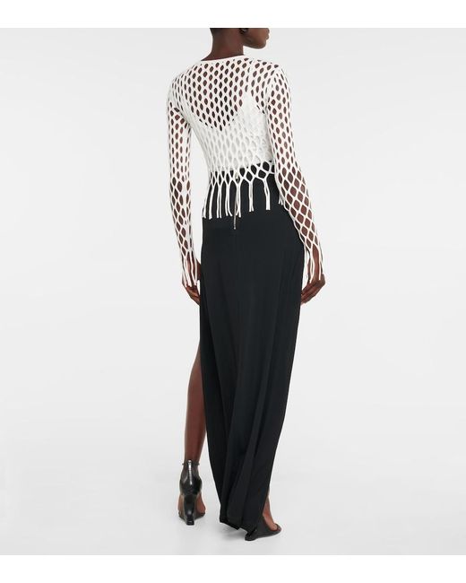 Dion Lee White Fringed Fishnet Top