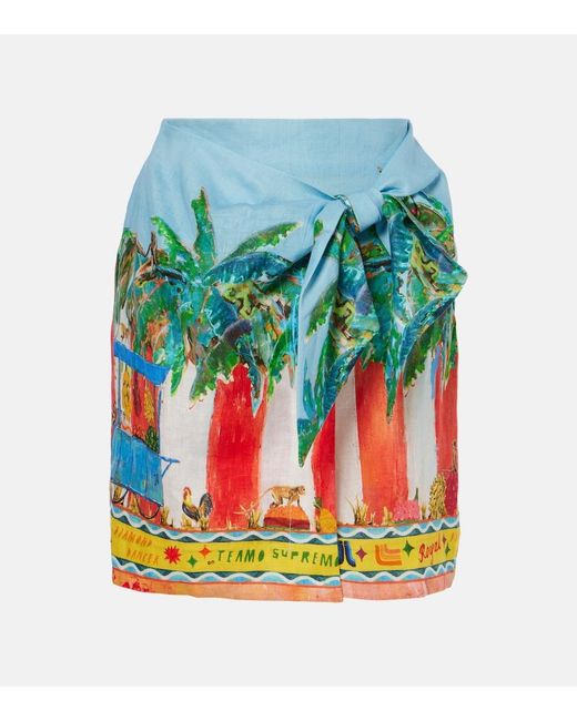 ALÉMAIS Green X Adam Lester All Aboard Linen Wrap Skirt