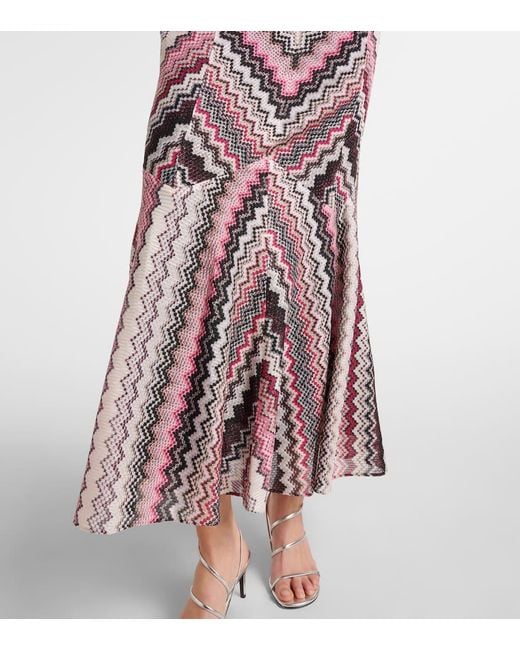 Missoni Purple Zigzag Lame Midi Dress