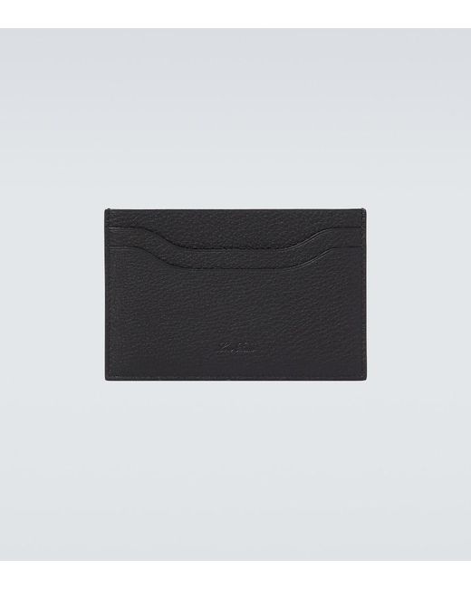 Loro Piana Black Extra Double Leather Card Holder for men