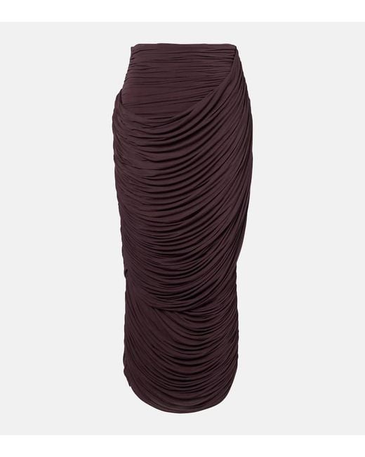 Magda Butrym Purple Draped High-Rise Maxi Skirt