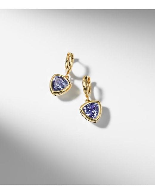 Octavia Elizabeth White Hidden Gems 18Kt Hoop Earrings With Tanzanite