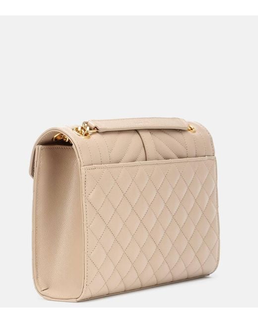Saint Laurent Natural Envelope Große Schultertasche Aus Gestepptem Leder