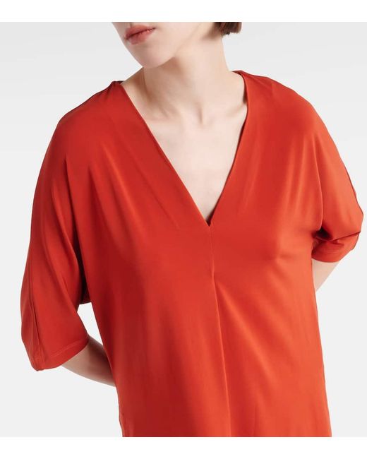 Max Mara Red Bluse Linfa aus Jersey-Crepe