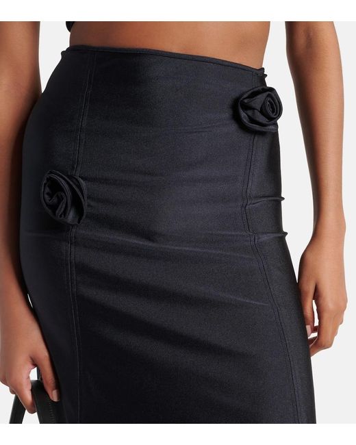 Falda midi asimetrica con aplique floral Coperni de color Black
