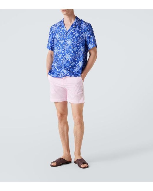 Vilebrequin Blue Charli Printed Silk Bowling Shirt for men
