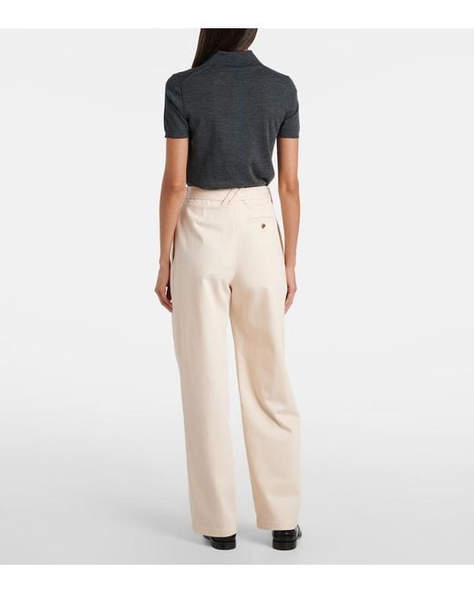 Burberry Natural Cotton Gabardine Tapered Pants