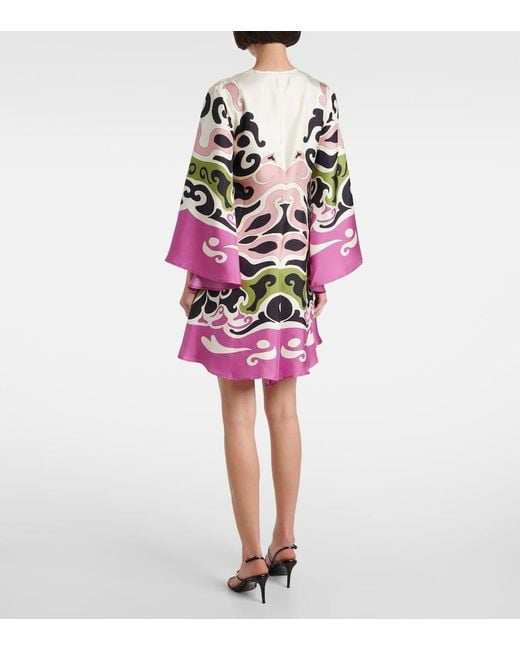 LaDoubleJ Pink Magnifico Printed Silk Twill Minidress