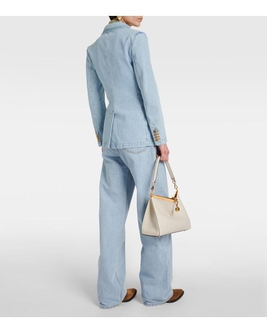 Etro Blue Embroidered Denim Blazer
