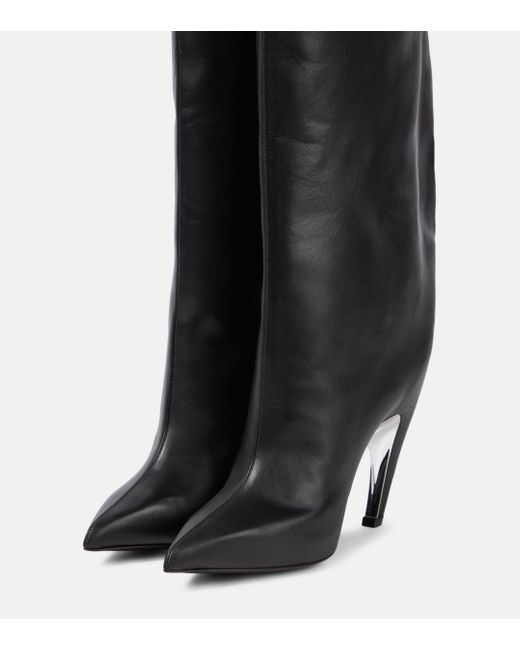 Alexander McQueen Black Leather Knee-high Boots