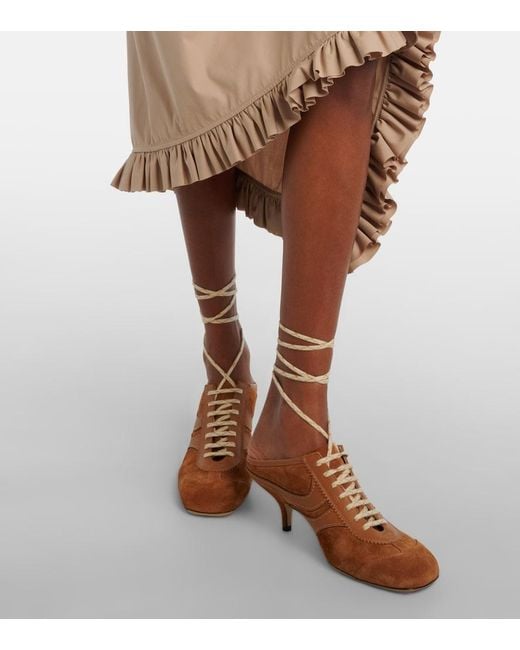 Dries Van Noten Brown 65 Leather-Trimmed Suede Mules