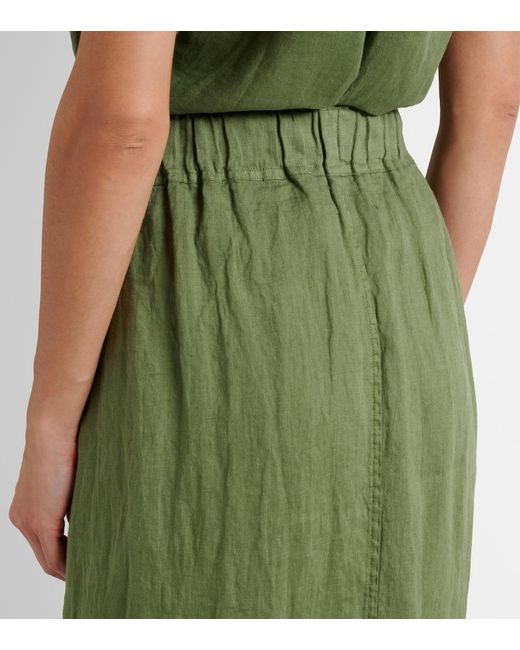 Velvet Green Linda Linen Midi Skirt