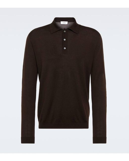 Lardini Black Wool, Silk, And Cashmere Polo Sweater for men