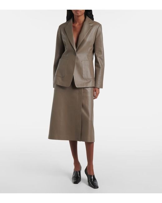 Joseph Brown Leather Single-Breasted Blazer