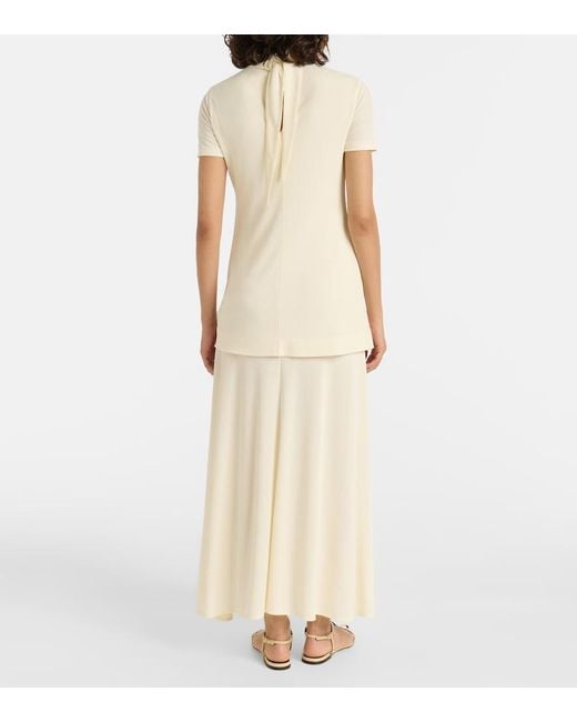 Jil Sander Natural Layered Crepe Maxi Dress