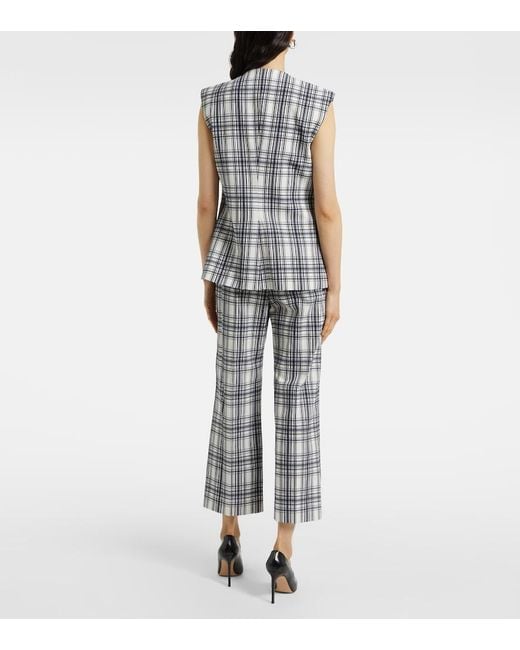 Veronica Beard White Tamara Plaid Cotton-Blend Vest