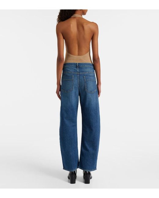 Nili Lotan Blue Tribeca Barrel-Leg Jeans